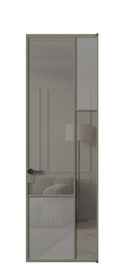 Дверь межкомнатная Mosaic АЛПЛ041.12 Алюминий оливковый тёмный Сатинированное серое стекло, триплекс, 6 мм + Прозрачное серое стекло, триплекс Без короба АОТ Цена 165870 Стоимость комплекта двери включает:
1. Полотно (600/650/700/750/800/850/900/950*2000-2400 мм).
2. Короб
3. Комплект фурнитуры (2 торцевые петли и магнитный замок с ответной планкой). Фабрика дверей Волховец 8 (800) 551 43 19 Межкомнатная дверь Mosaic АЛПЛ041.12 Алюминий оливковый тёмный Сатинированное серое стекло, триплекс, 6 мм + Прозрачное серое стекло, триплекс Цена 165870 ₽ | Volhovec